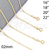 Oro Laminado Basic Necklace, Gold Filled Style Curb Design, Polished, Golden Finish, 04.58.0005.20 (0.60 Gauge, 02 MM Thickness, 20 Inches Length)