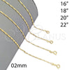 Oro Laminado Basic Necklace, Gold Filled Style Singapore Design, Polished, Golden Finish, 04.58.0006.18 (0.40 Gauge, 02 MM Thickness, 18 Inches Length)
