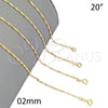 Oro Laminado Basic Necklace, Gold Filled Style Singapore Design, Polished, Golden Finish, 04.58.0006.20 (0.40 Gauge, 02 MM Thickness, 20 Inches Length)