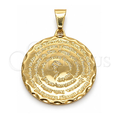 Oro Laminado Religious Pendant, Gold Filled Style Prayer Design, Polished, Golden Finish, 05.32.0074