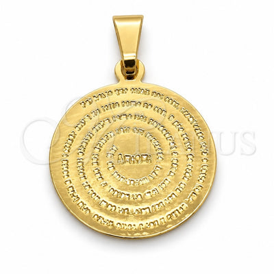 Oro Laminado Religious Pendant, Gold Filled Style Prayer Design, Polished, Golden Finish, 05.32.0076