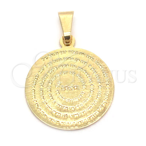 Oro Laminado Religious Pendant, Gold Filled Style Prayer Design, Polished, Golden Finish, 05.32.0076