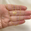 Oro Laminado Basic Necklace, Gold Filled Style Figaro Design, Polished, Golden Finish, 04.32.0020.16 (0.50 Gauge, 02 MM Thickness, 16 Inches Length)