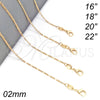 Oro Laminado Basic Necklace, Gold Filled Style Figaro Design, Polished, Golden Finish, 04.32.0020.16 (0.50 Gauge, 02 MM Thickness, 16 Inches Length)