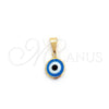 Oro Laminado Fancy Pendant, Gold Filled Style Evil Eye Design, Polished, Golden Finish, 05.32.0077.1