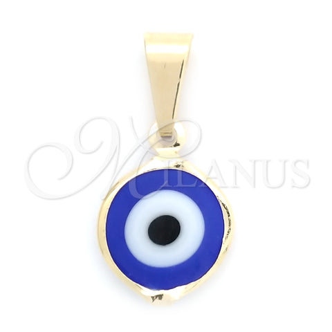 Oro Laminado Fancy Pendant, Gold Filled Style Evil Eye Design, Polished, Golden Finish, 05.32.0077.2