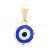 Oro Laminado Fancy Pendant, Gold Filled Style Evil Eye Design, Polished, Golden Finish, 05.32.0077.2