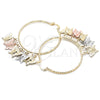Oro Laminado Large Hoop, Gold Filled Style Butterfly Design, Diamond Cutting Finish, Tricolor, 02.380.0021.50