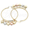 Oro Laminado Large Hoop, Gold Filled Style Heart Design, Diamond Cutting Finish, Tricolor, 02.380.0022.50