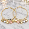 Oro Laminado Large Hoop, Gold Filled Style Heart Design, Diamond Cutting Finish, Tricolor, 02.380.0022.50