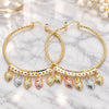 Oro Laminado Large Hoop, Gold Filled Style Strawberry Design, Diamond Cutting Finish, Tricolor, 02.380.0017.50