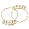 Oro Laminado Large Hoop, Gold Filled Style Shell Design, Diamond Cutting Finish, Tricolor, 02.380.0018.50