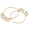 Oro Laminado Large Hoop, Gold Filled Style Shell Design, Diamond Cutting Finish, Tricolor, 02.380.0018.50