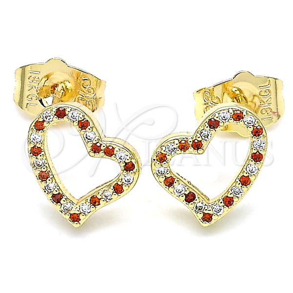 Gold Filled Ring — Stud Earring Heart Design with Garnet and White — alternate product view — SKU 139766 | Oro Laminado anillo — Stud Earring corazón diseño with Garnet and blanco — SKU 139766