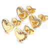 Gold Filled Ring — Stud Earring Heart Design with White Micro Pave — alternate product view — SKU 139769 | Oro Laminado anillo — Stud Earring corazón diseño with blanco Micro Pave — SKU 139769