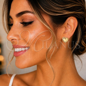 Gold Filled Ring — Stud Earring Heart Design with Garnet and White — main product view — SKU 139770 | Oro Laminado anillo — Stud Earring corazón diseño with Garnet and blanco — SKU 139770
