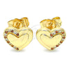 Gold Filled Ring — Stud Earring Heart Design with Garnet and White — alternate product view — SKU 139770 | Oro Laminado anillo — Stud Earring corazón diseño with Garnet and blanco — SKU 139770