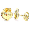 Gold Filled Ring — Stud Earring Heart Design with Garnet and White — alternate product view — SKU 139770 | Oro Laminado anillo — Stud Earring corazón diseño with Garnet and blanco — SKU 139770