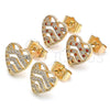 Gold Filled Ring — Stud Earring Heart Design with White Micro Pave — alternate product view — SKU 139774 | Oro Laminado anillo — Stud Earring corazón diseño with blanco Micro Pave — SKU 139774