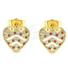 Gold Filled Ring — Stud Earring Heart Design with Garnet and White — alternate product view — SKU 139775 | Oro Laminado anillo — Stud Earring corazón diseño with Garnet and blanco — SKU 139775
