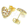 Gold Filled Ring — Stud Earring Heart Design with Garnet and White — alternate product view — SKU 139775 | Oro Laminado anillo — Stud Earring corazón diseño with Garnet and blanco — SKU 139775
