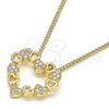 Oro Laminado Pendant Necklace, Gold Filled Style Heart Design, with White Micro Pave, Polished, Golden Finish, 04.156.0357.20 (02 MM Thickness, 20 Inches Length)