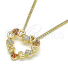 Oro Laminado Pendant Necklace, Gold Filled Style Heart Design, with Garnet and White Micro Pave, Polished, Golden Finish, 04.156.0357.1.20 (02 MM Thickness, 20 Inches Length)