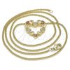 Oro Laminado Pendant Necklace, Gold Filled Style Heart Design, with Garnet and White Micro Pave, Polished, Golden Finish, 04.156.0357.1.20 (02 MM Thickness, 20 Inches Length)