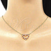 Oro Laminado Pendant Necklace, Gold Filled Style Heart Design, with Garnet and White Micro Pave, Polished, Golden Finish, 04.156.0359.1.20 (02 MM Thickness, 18 Inches Length)