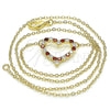 Oro Laminado Pendant Necklace, Gold Filled Style Heart Design, with Garnet and White Micro Pave, Polished, Golden Finish, 04.156.0359.1.20 (02 MM Thickness, 18 Inches Length)