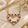 Oro Laminado Pendant Necklace, Gold Filled Style Heart Design, with Garnet and White Micro Pave, Polished, Golden Finish, 04.156.0359.1.20 (02 MM Thickness, 18 Inches Length)