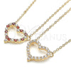Oro Laminado Pendant Necklace, Gold Filled Style Heart Design, with Garnet and White Micro Pave, Polished, Golden Finish, 04.156.0359.1.20 (02 MM Thickness, 18 Inches Length)