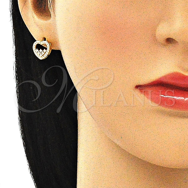 Gold Filled Ring — Stud Earring Heart Design with White Micro Pave — alternate product view — SKU 139796 | Oro Laminado anillo — Stud Earring corazón diseño with blanco Micro Pave — SKU 139796