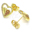 Gold Filled Ring — Stud Earring Heart Design with Garnet and White — alternate product view — SKU 139801 | Oro Laminado anillo — Stud Earring corazón diseño with Garnet and blanco — SKU 139801
