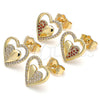 Gold Filled Ring — Stud Earring Heart Design with Garnet and White — alternate product view — SKU 139801 | Oro Laminado anillo — Stud Earring corazón diseño with Garnet and blanco — SKU 139801
