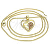 Oro Laminado Pendant Necklace, Gold Filled Style Heart Design, with Garnet and White Micro Pave, Polished, Golden Finish, 04.156.0360.1.20 (02 MM Thickness, 20 Inches Length)