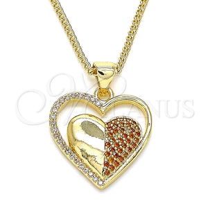 Gold Filled Necklace — Pendant Necklace Heart Design with Garnet and White — main product view — SKU 139803 | Oro Laminado collar — Pendant Necklace corazón diseño with Garnet and blanco — SKU 139803