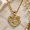 Oro Laminado Pendant Necklace, Gold Filled Style Heart Design, with White Micro Pave, Polished, Golden Finish, 04.156.0362.20 (02 MM Thickness, 20 Inches Length)