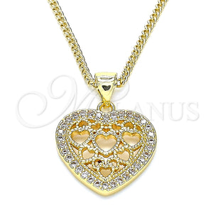 Gold Filled Necklace — Pendant Necklace Heart Design with White Micro Pave — main product view — SKU 139812 | Oro Laminado collar — Pendant Necklace corazón diseño with blanco Micro Pave — SKU 139812