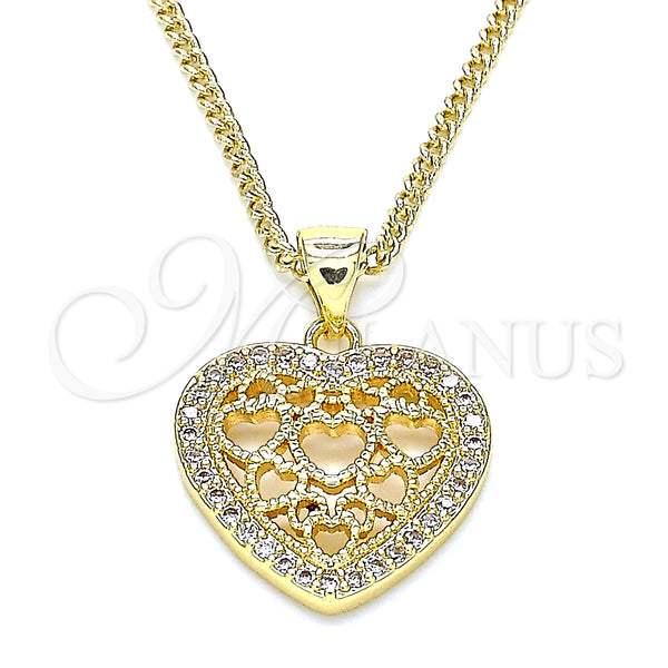 Gold Filled Necklace — Pendant Necklace Heart Design with White Micro Pave — main product view — SKU 139812 | Oro Laminado collar — Pendant Necklace corazón diseño with blanco Micro Pave — SKU 139812