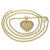 Oro Laminado Pendant Necklace, Gold Filled Style Heart Design, with Garnet and White Micro Pave, Polished, Golden Finish, 04.156.0362.1.20 (02 MM Thickness, 20 Inches Length)