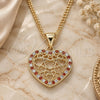 Oro Laminado Pendant Necklace, Gold Filled Style Heart Design, with Garnet and White Micro Pave, Polished, Golden Finish, 04.156.0362.1.20 (02 MM Thickness, 20 Inches Length)
