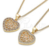 Oro Laminado Pendant Necklace, Gold Filled Style Heart Design, with Garnet and White Micro Pave, Polished, Golden Finish, 04.156.0362.1.20 (02 MM Thickness, 20 Inches Length)