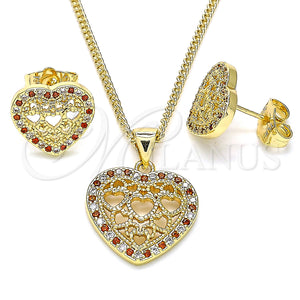 Gold Filled Ring — Earring and Pendant Adult Set Heart Design with — main product view — SKU 139815 | Oro Laminado anillo — Earring and Pendant Adult Set corazón diseño with — SKU 139815