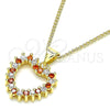 Oro Laminado Pendant Necklace, Gold Filled Style Heart Design, with Garnet and White Cubic Zirconia, Polished, Golden Finish, 04.156.0363.1.20 (02 MM Thickness, 20 Inches Length)