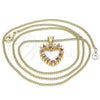 Oro Laminado Pendant Necklace, Gold Filled Style Heart Design, with Garnet and White Cubic Zirconia, Polished, Golden Finish, 04.156.0363.1.20 (02 MM Thickness, 20 Inches Length)