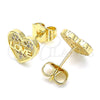 Gold Filled Ring — Stud Earring Heart and Love Design with White — alternate product view — SKU 139822 | Oro Laminado anillo — Stud Earring corazón and Love diseño with blanco — SKU 139822