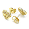 Gold Filled Ring — Stud Earring Heart and Love Design with Garnet — alternate product view — SKU 139823 | Oro Laminado anillo — Stud Earring corazón and Love diseño with Garnet — SKU 139823