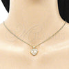Oro Laminado Pendant Necklace, Gold Filled Style Heart and Love Design, with Garnet and White Micro Pave, Polished, Golden Finish, 04.156.0364.1.20 (02 MM Thickness, 20 Inches Length)