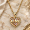 Oro Laminado Pendant Necklace, Gold Filled Style Heart and Love Design, with Garnet and White Micro Pave, Polished, Golden Finish, 04.156.0364.1.20 (02 MM Thickness, 20 Inches Length)
